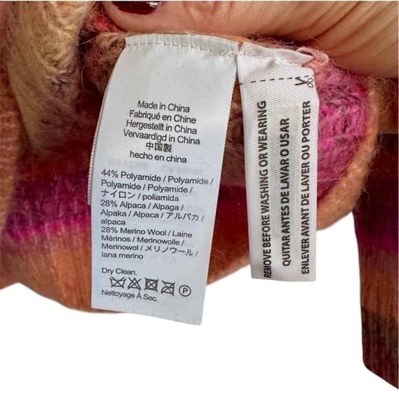 New J Crew Merino Wool Sweater Striped Crewneck Cropped Pullover Multi Cozy XS - Picture 8 of 9